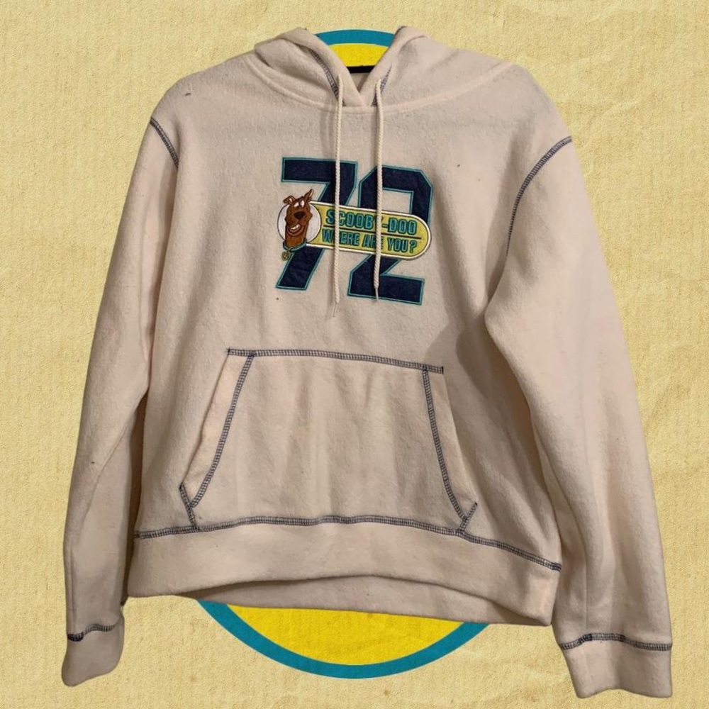 Y2K SCOOBY-DOO WHERE ARE YOU? Crème colored fleece drawstring hoodie
